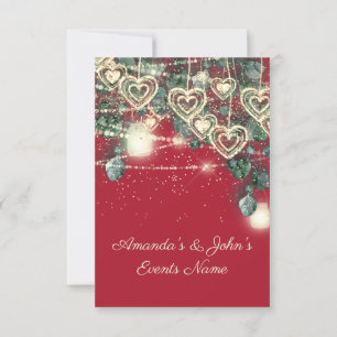 Hochzeit Rustikal Holz Gold Rot Jubiläum Einladung