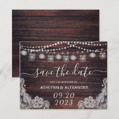 Hochzeit rustikal Holz Mason Jar Lights SAVE THE D Date (Vorne/Hinten)