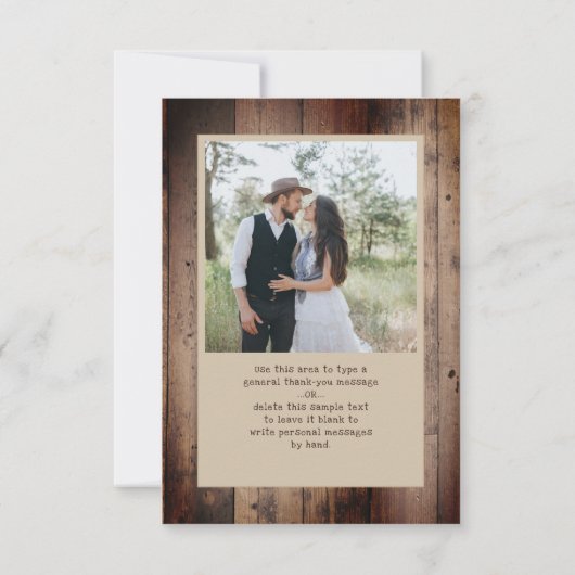 Hochzeit rustikale Holzleuchten 2 Foto Vielen Dank Dankeskarte (Rückseite)