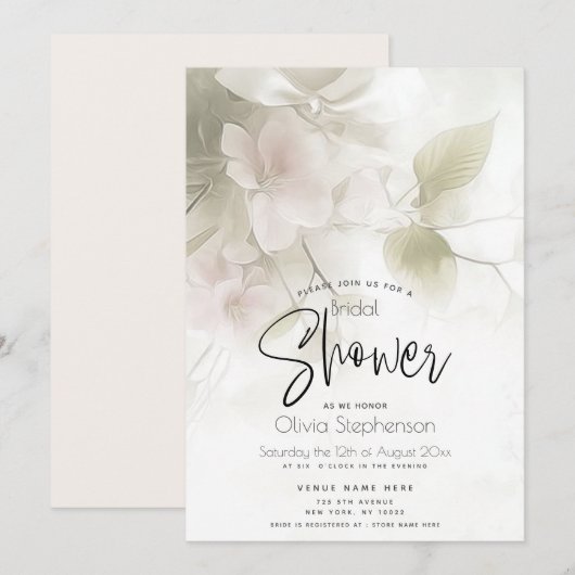 Hochzeit | Rustikale Rosa Pfirsichblüten Einladung (Vorne/Hinten)