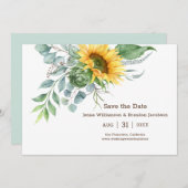 Hochzeit rustikale Sonnenblume Save the Date grün (Vorne/Hinten)