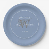 Hochzeit Rustikaler Chic Dusty Blue Stilftiges Mon Pappteller (Vorderseite)