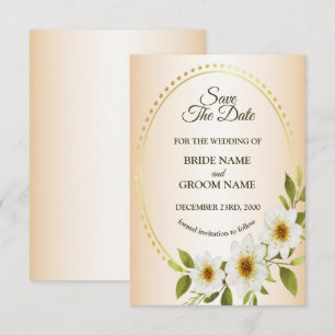 Hochzeit Rustikaler Goldener Rahmen Weiße Blumen P Save The Date