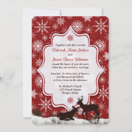 Hochzeit | Rustikaler Roter Burlap | Schneeflocken RSVP Karte