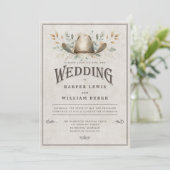 Hochzeit rustikaler Western Einladung (Stehend Vorderseite)