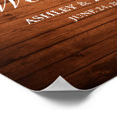 Hochzeit Rustikales Holz Burgund Wasserfarben Poster (Ecke)