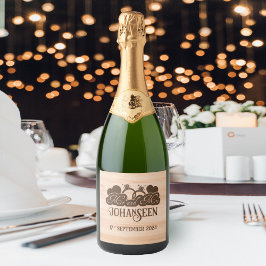 Hochzeit Rustikales Holz Elegant Mr. und Mrs. Barn Schaumweinetikett