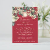 Hochzeit Rustikales Holz Gold Red Jubiläum Einladung (Stehend Vorderseite)