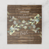 Hochzeit Rustikales Wald Eukalyptus Grünes Land Platzkarte (Außenseite Aufgefaltet)