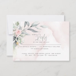 Hochzeit | Rustikales Woodland Pink Floral Spray RSVP Karte