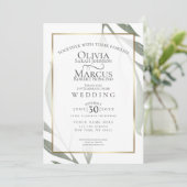 Hochzeit | Sage Green Olive Branch Wasserfarbe Lea Einladung (Stehend Vorderseite)