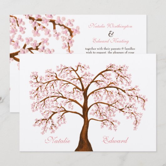 Hochzeit Sakura Kirschblossom Tree Einladung (Vorne/Hinten)
