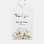 Hochzeit sanfte weiße Calla Lily Rose Wasserfarbe Geschenkanhänger (Rückseite)