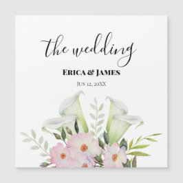 Hochzeit sanfte weiße Calla Lily Rose Wasserfarbe Magnetkarte