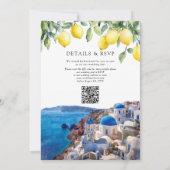 Hochzeit Santorin Griechenland Zitronen QR Code Einladung (Rückseite)