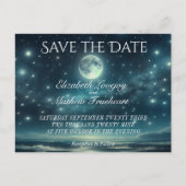 Hochzeit Save the Date | Blue Moon Starry Night Postkarte (Vorderseite)