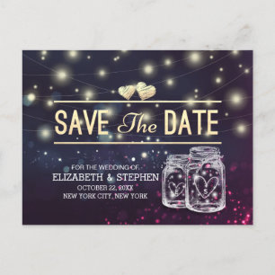 Hochzeit Save The Date Chic Mason Jar Lila Lichter Ankündigungspostkarte