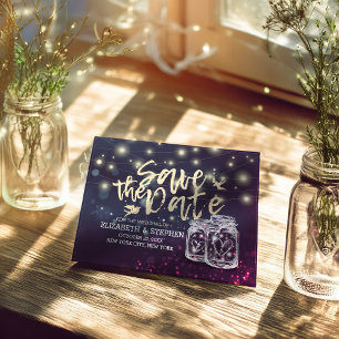 Hochzeit Save The Date Chic Mason Jar Lila Lichter Ankündigungspostkarte