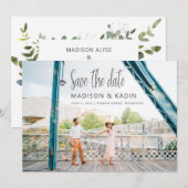 Hochzeit Save the Date Eukalyptus Weiß (Vorne/Hinten)