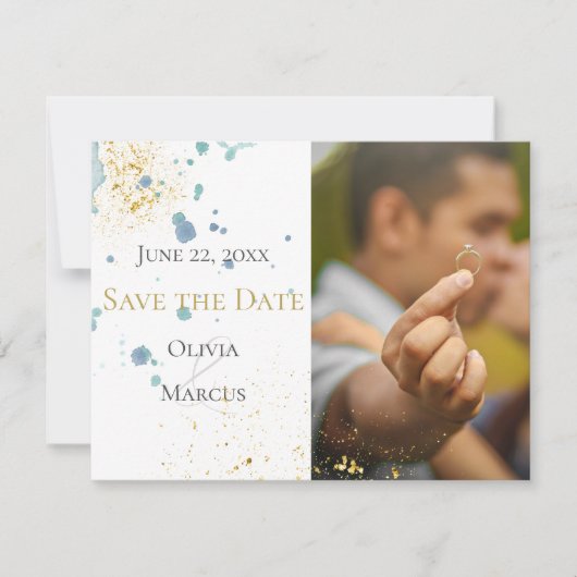 HOCHZEIT | Save the Date FOTO Blue Spritzer (Vorderseite)