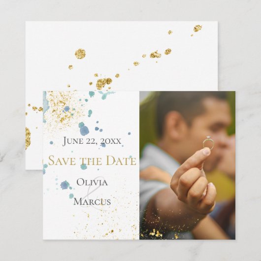 HOCHZEIT | Save the Date FOTO Blue Spritzer (Vorne/Hinten)