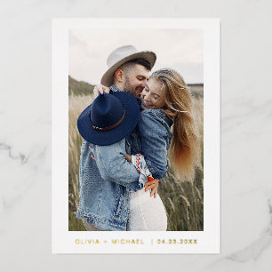 Hochzeit Save the Date Foto Minimalist Gold Folieneinladung