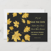 Hochzeit Save the Date | Gold Fall Foliage Leder Einladung (Vorderseite)