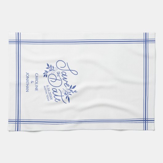 Hochzeit Save the Date Hand Drawn Botanical Floral Geschirrtuch (Horizontal)