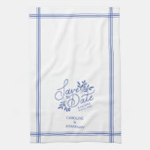 Hochzeit Save the Date Hand Drawn Botanical Floral Geschirrtuch (Vertikal)