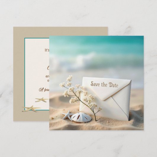 Hochzeit Save The Date im Strand Sand (Vorne/Hinten)