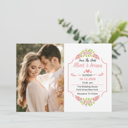 Hochzeit Save The Date Karte (Stehend Vorderseite)