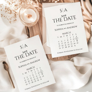 Hochzeit Save The Date Karte Kalender Monogramm