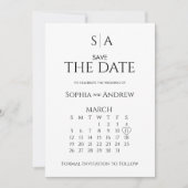 Hochzeit Save The Date Karte Kalender Monogramm (Vorderseite)