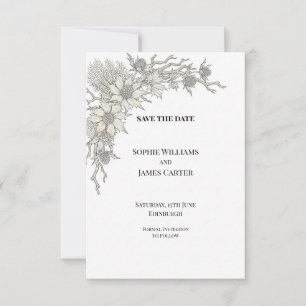 Hochzeit Save-the-Date-Karte mit Blaugrüner Distel Save The Date