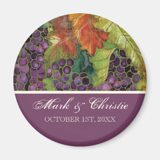 Hochzeit Save the Date Magnet Herbst-Traubenblatt (Vorne)