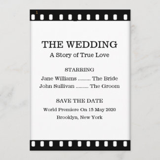 Hochzeit 'Save The Date' mit einem Filmthema Save The Date