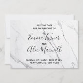 Hochzeit Save the Date | Modern White Marble Scrip (Vorderseite)