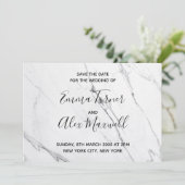 Hochzeit Save the Date | Modern White Marble Scrip (Stehend Vorderseite)