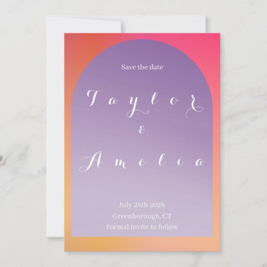 Hochzeit Save the Date Ombre Boho Bogen (Vorderseite)