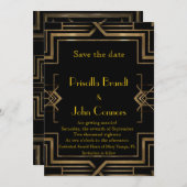 Hochzeit, Save the Date, Schwarz & Gold, großartig Einladung (Vorne/Hinten)