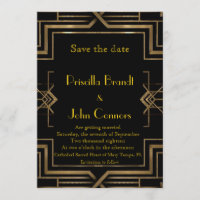 Hochzeit, Save the Date, Schwarz & Gold, großartig
