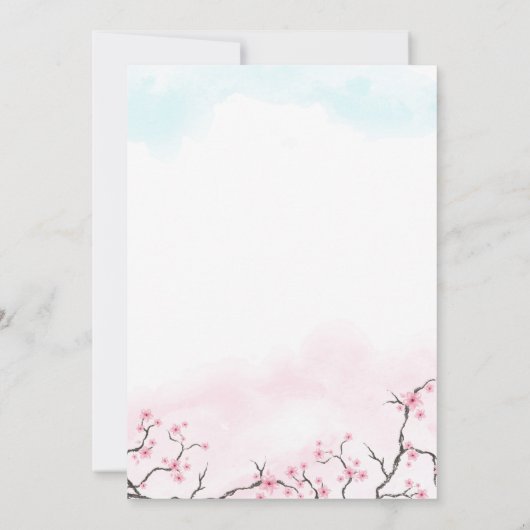 Hochzeit Save the Date | Wasserfarbenkirschblüten (Rückseite)