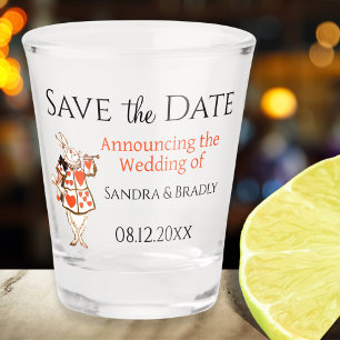 Hochzeit Save the Date Wunderland Kaninchen Schnapsglas