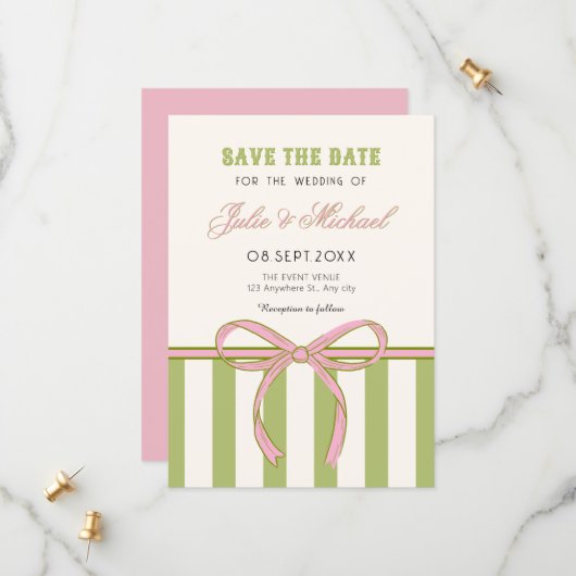 Hochzeit Schleife Save The Date (Vorderseite/Rückseite Beispiel)