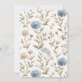 Hochzeit Schöne Creme Blaue Blumen Einladung (Rückseite)