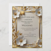 Hochzeit Schöne, goldfarbene Blume Moderne Einladung (Rückseite)
