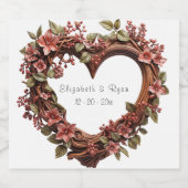 Hochzeit Schöne Herzenschurke Rote Blume Schaumweinetikett (Einzelnes Label)