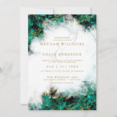 Hochzeit | Schönes Türkis und Kristallgeode Einladung (Vorderseite)