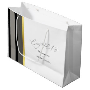 Hochzeit Schwarz Grau Gold Streifen Gratulation Große Geschenktüte