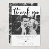 Hochzeit| Schwarz und Weiß mit Fotos Dankeskarte (Vorne/Hinten)
